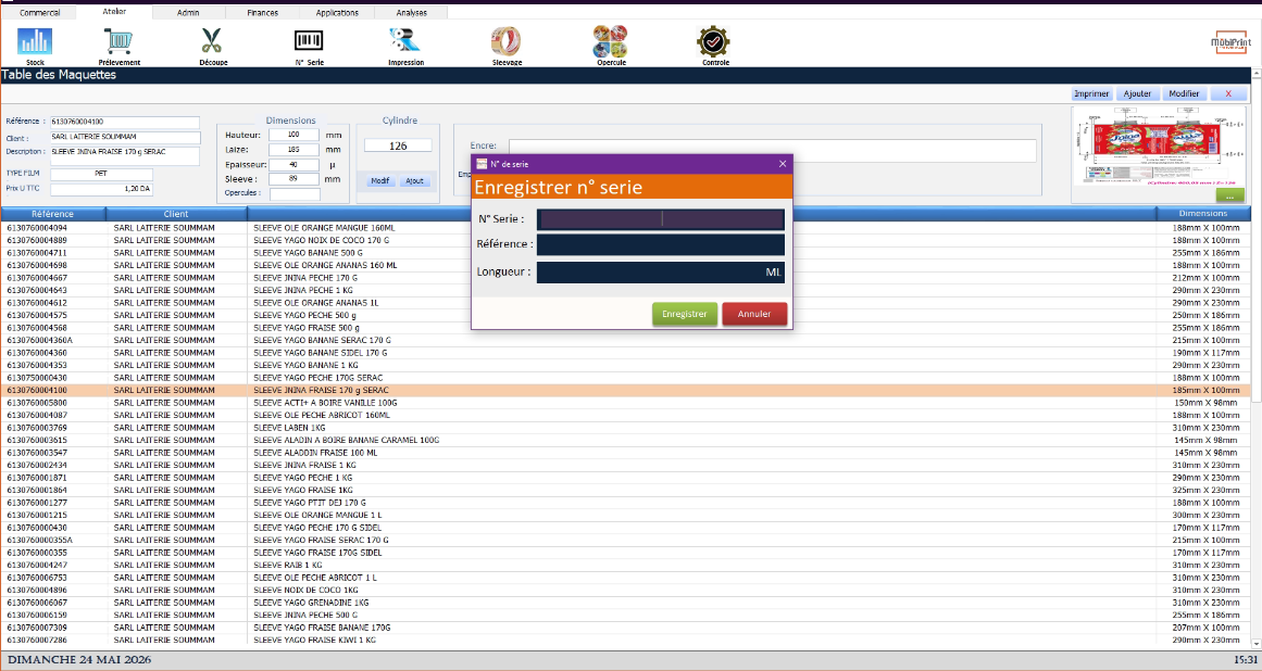 CRM Novoprint — enregistrement n° de série